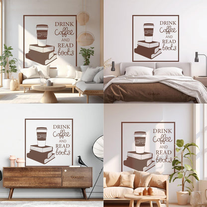 Wall Decals Pvc Words Cloud Drink Coffe And Read Books Cafe Self Adhesive