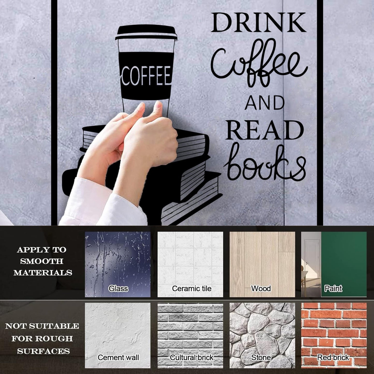 Wall Decals Pvc Words Cloud Drink Coffe And Read Books Cafe Self Adhesive