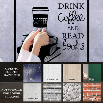 Wall Decals Pvc Words Cloud Drink Coffe And Read Books Cafe Self Adhesive