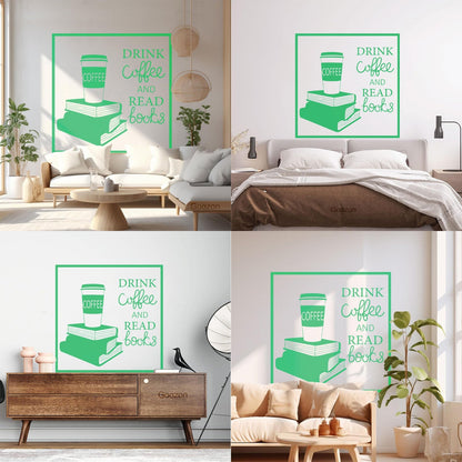 Wall Decals Pvc Words Cloud Drink Coffe And Read Books Cafe Self Adhesive