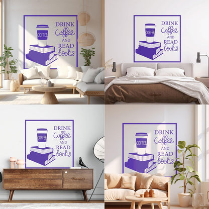 Wall Decals Pvc Words Cloud Drink Coffe And Read Books Cafe Self Adhesive