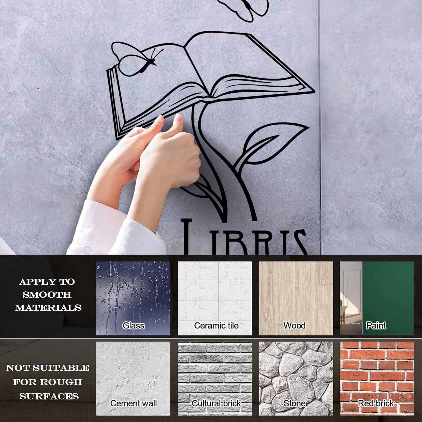 Lettering Stickers Book Library Bookworm Bookstore Study School Do Not Damage The Wall Surface