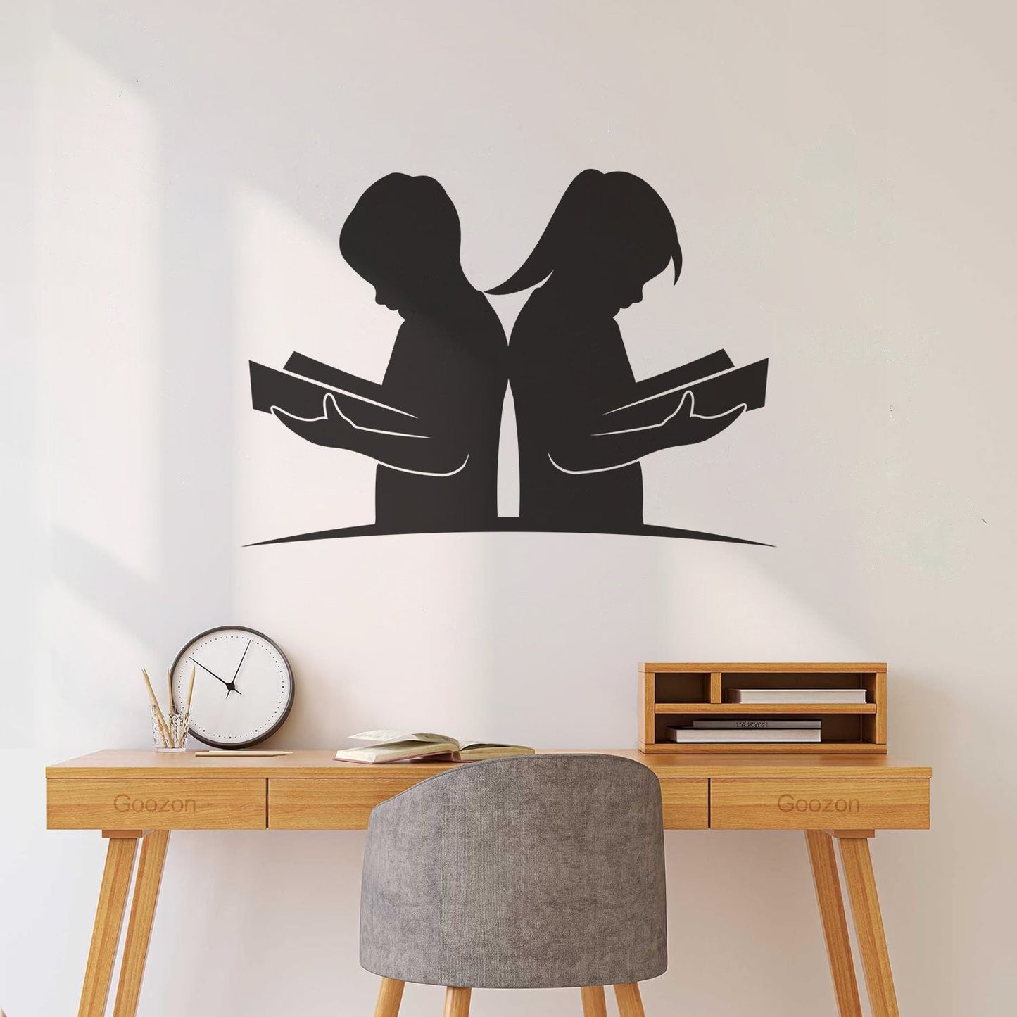 Kids With Books Book Shop Children Boy And Girl Knowledge Library Wall Decals Paster Paper Multi Color Selection