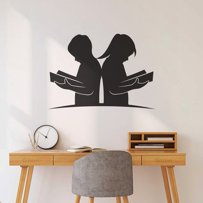 Kids With Books Book Shop Children Boy And Girl Knowledge Library Wall Decals Paster Paper Multi Color Selection