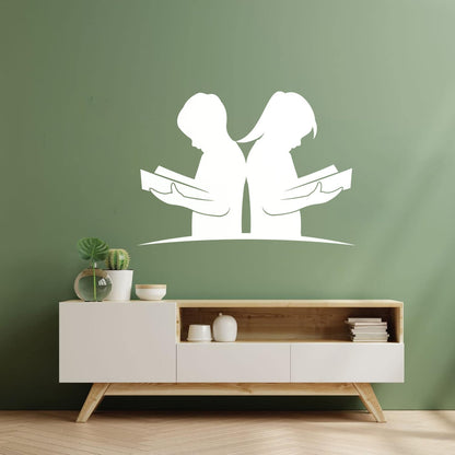 Kids With Books Book Shop Children Boy And Girl Knowledge Library Wall Decals Paster Paper Multi Color Selection