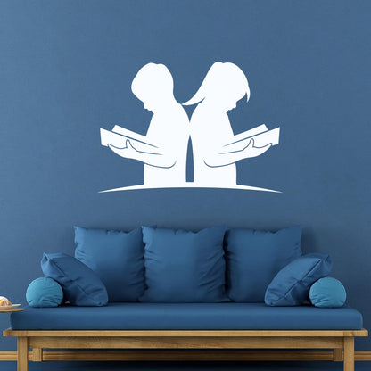 Kids With Books Book Shop Children Boy And Girl Knowledge Library Wall Decals Paster Paper Multi Color Selection