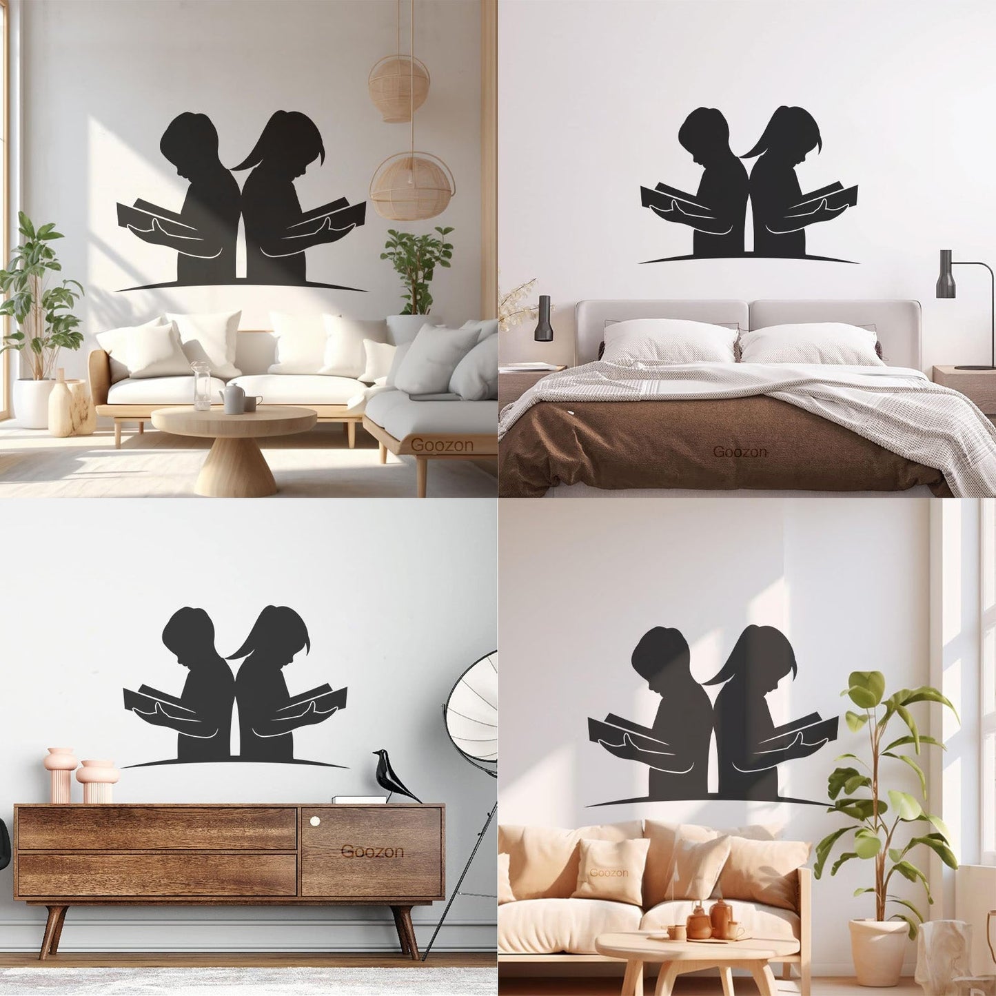 Kids With Books Book Shop Children Boy And Girl Knowledge Library Wall Decals Paster Paper Multi Color Selection