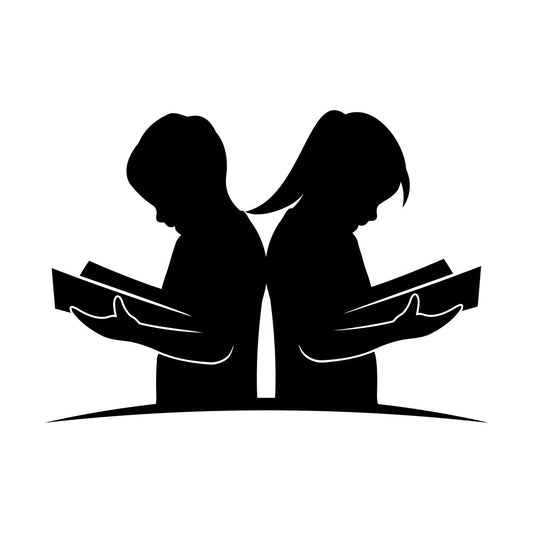 Kids With Books Book Shop Children Boy And Girl Knowledge Library Wall Decals Paster Paper Multi Color Selection