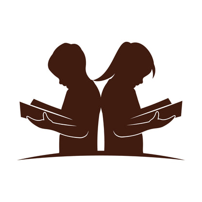 Kids With Books Book Shop Children Boy And Girl Knowledge Library Wall Decals Paster Paper Multi Color Selection