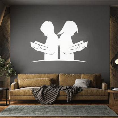 Kids With Books Book Shop Children Boy And Girl Knowledge Library Wall Decals Paster Paper Multi Color Selection