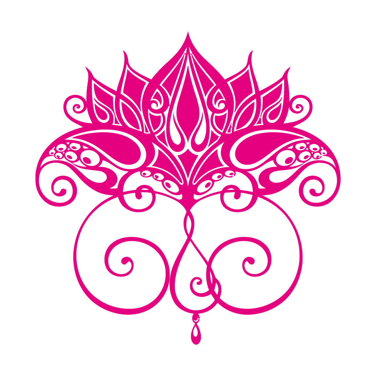 Vinyl Wall Stickers Black Lotus Shape Symbol Ornamental Floral Equipped With Transfer Film Kit