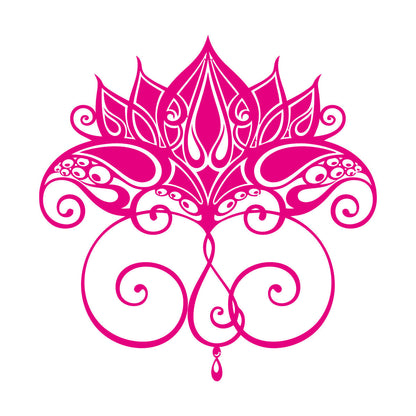 Vinyl Wall Stickers Black Lotus Shape Symbol Ornamental Floral Equipped With Transfer Film Kit