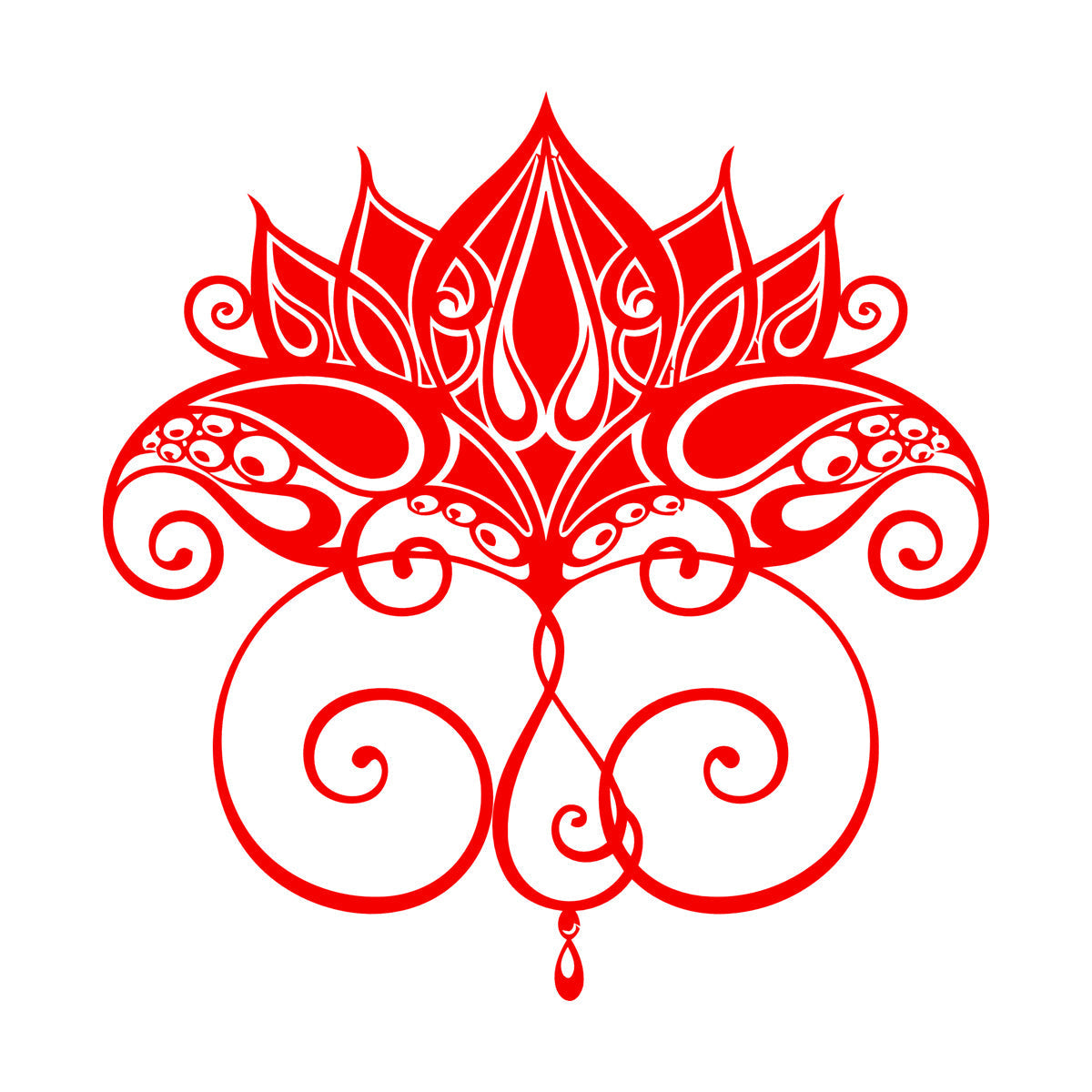 Vinyl Wall Stickers Black Lotus Shape Symbol Ornamental Floral Equipped With Transfer Film Kit