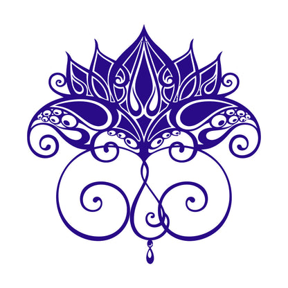 Vinyl Wall Stickers Black Lotus Shape Symbol Ornamental Floral Equipped With Transfer Film Kit