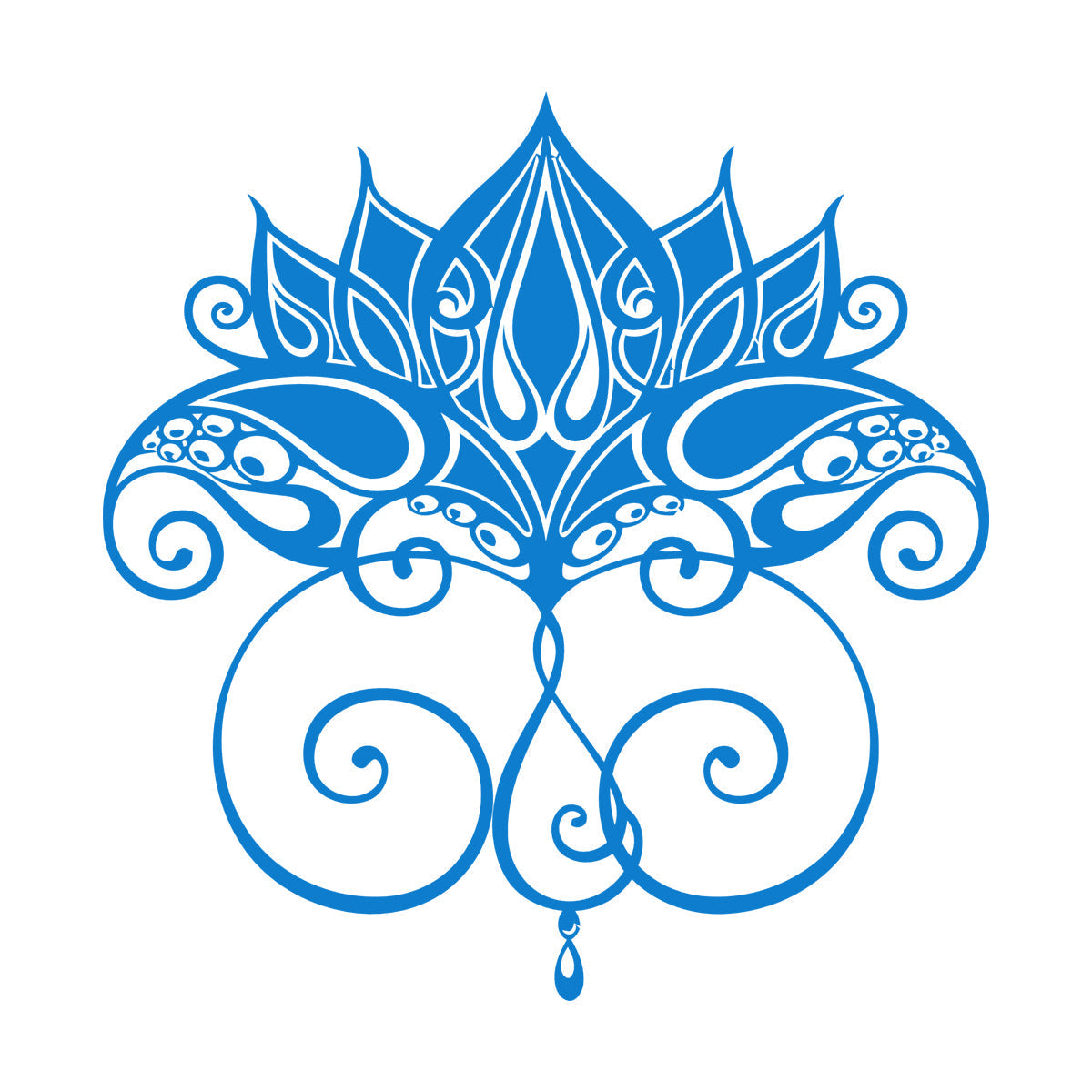 Vinyl Wall Stickers Black Lotus Shape Symbol Ornamental Floral Equipped With Transfer Film Kit