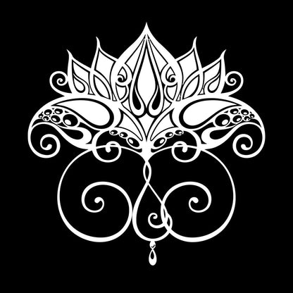 Vinyl Wall Stickers Black Lotus Shape Symbol Ornamental Floral Equipped With Transfer Film Kit