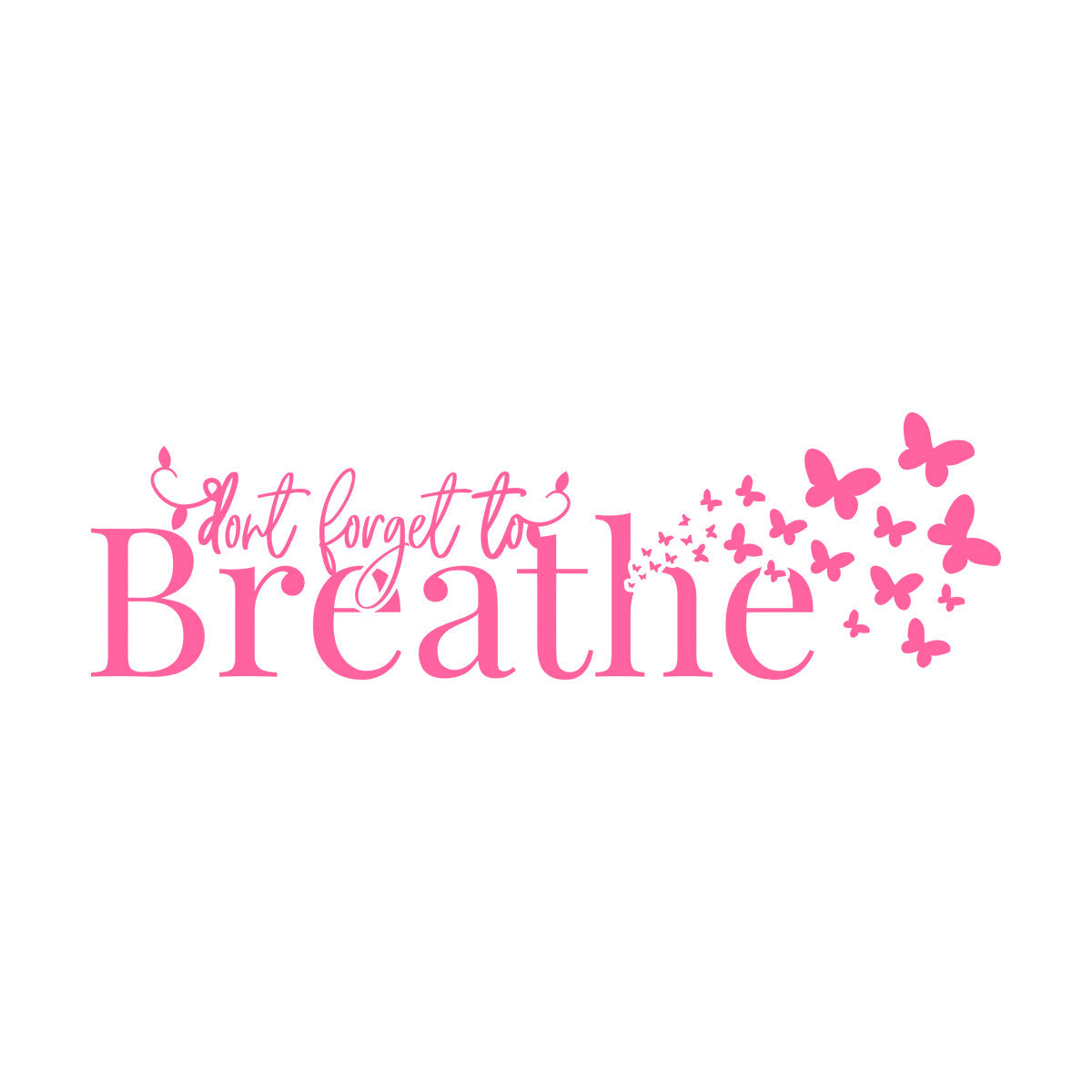 Wall Decals Just Breathe Inspiring Quote Butterflies Meditation Room Easy Installation