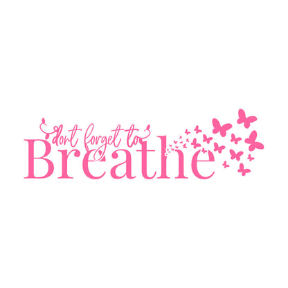 Wall Decals Just Breathe Inspiring Quote Butterflies Meditation Room Easy Installation