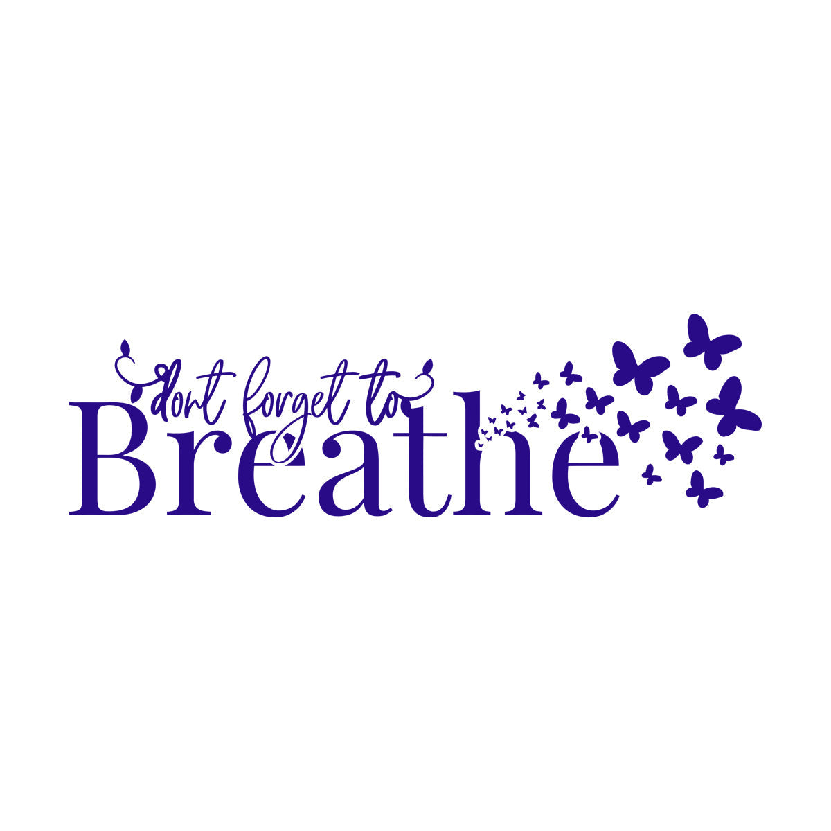 Wall Decals Just Breathe Inspiring Quote Butterflies Meditation Room Easy Installation