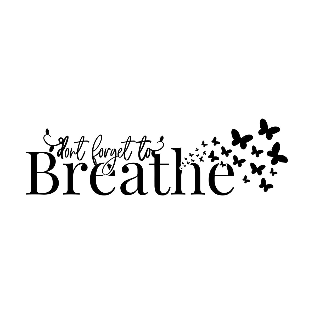Wall Decals Just Breathe Inspiring Quote Butterflies Meditation Room Easy Installation
