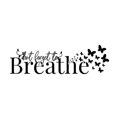 Wall Decals Just Breathe Inspiring Quote Butterflies Meditation Room Easy Installation