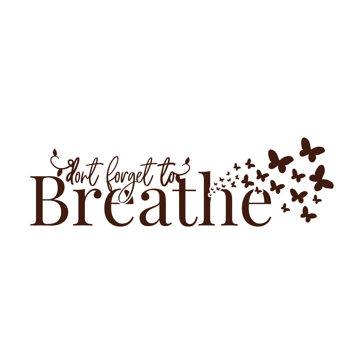 Wall Decals Just Breathe Inspiring Quote Butterflies Meditation Room Easy Installation