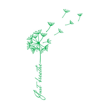Mural And Wall Vinyl Decal Phrase Just Breathe Meditation Dandelion Waterproof