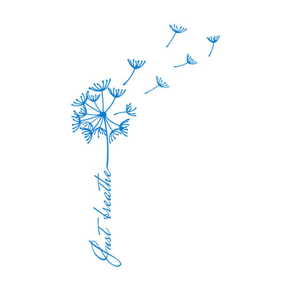 Mural And Wall Vinyl Decal Phrase Just Breathe Meditation Dandelion Waterproof