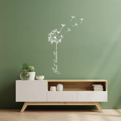 Mural And Wall Vinyl Decal Phrase Just Breathe Meditation Dandelion Waterproof