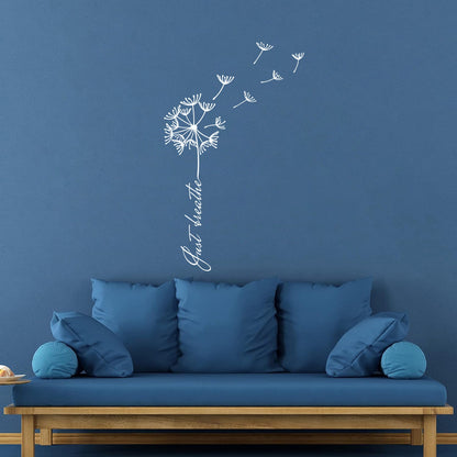 Mural And Wall Vinyl Decal Phrase Just Breathe Meditation Dandelion Waterproof