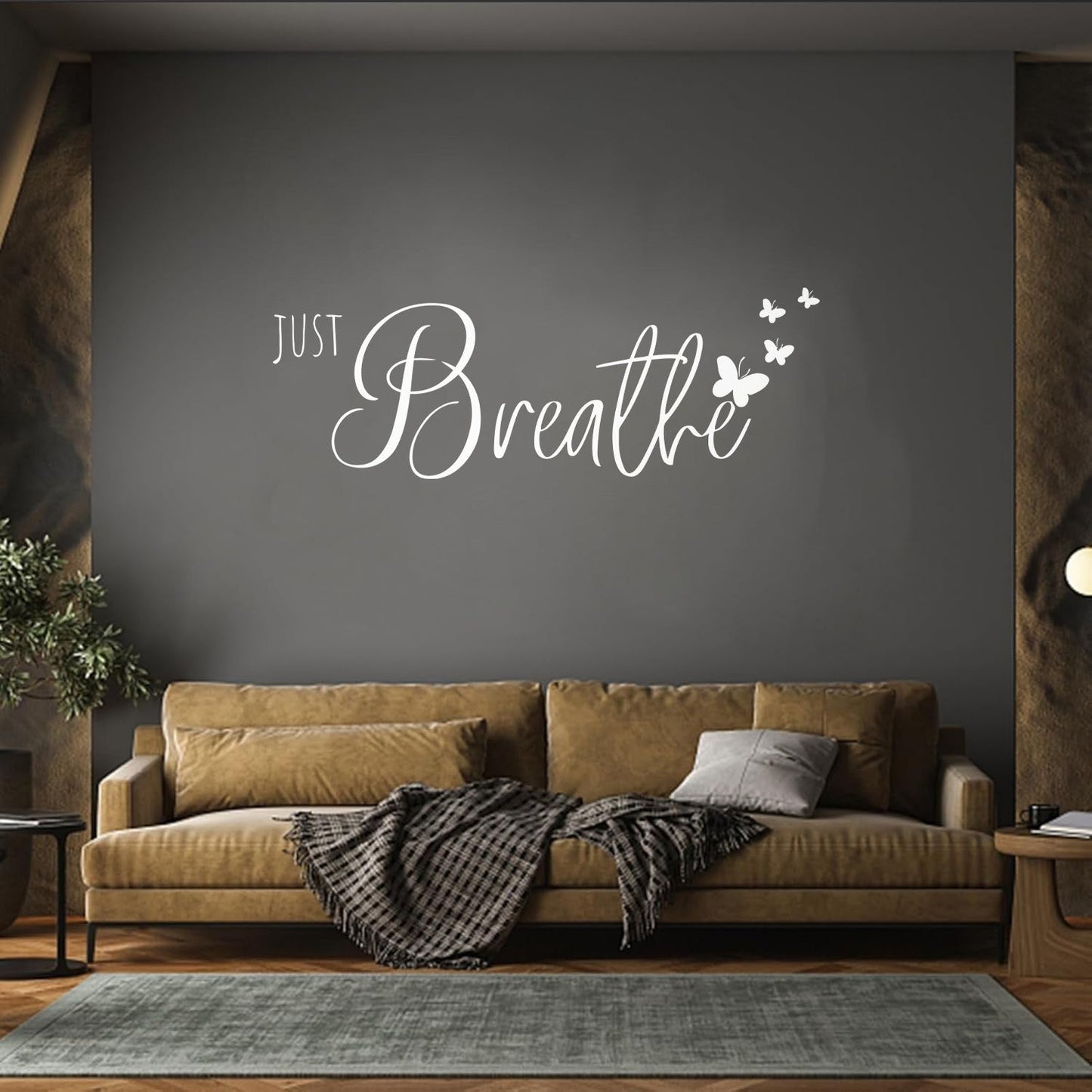 Wall Stickers Paster Paper Phrase Just Breathe Relax Meditation Room It Won'T Fall Off