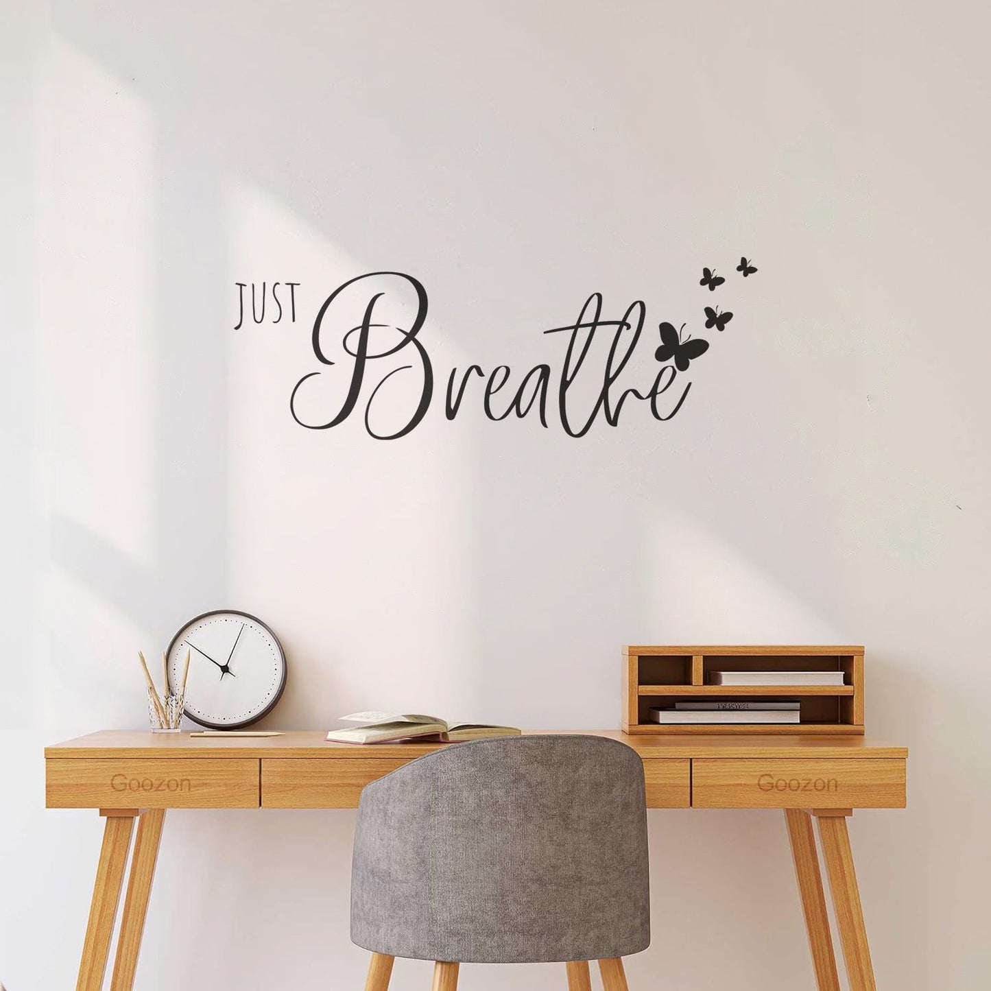 Wall Stickers Paster Paper Phrase Just Breathe Relax Meditation Room It Won'T Fall Off