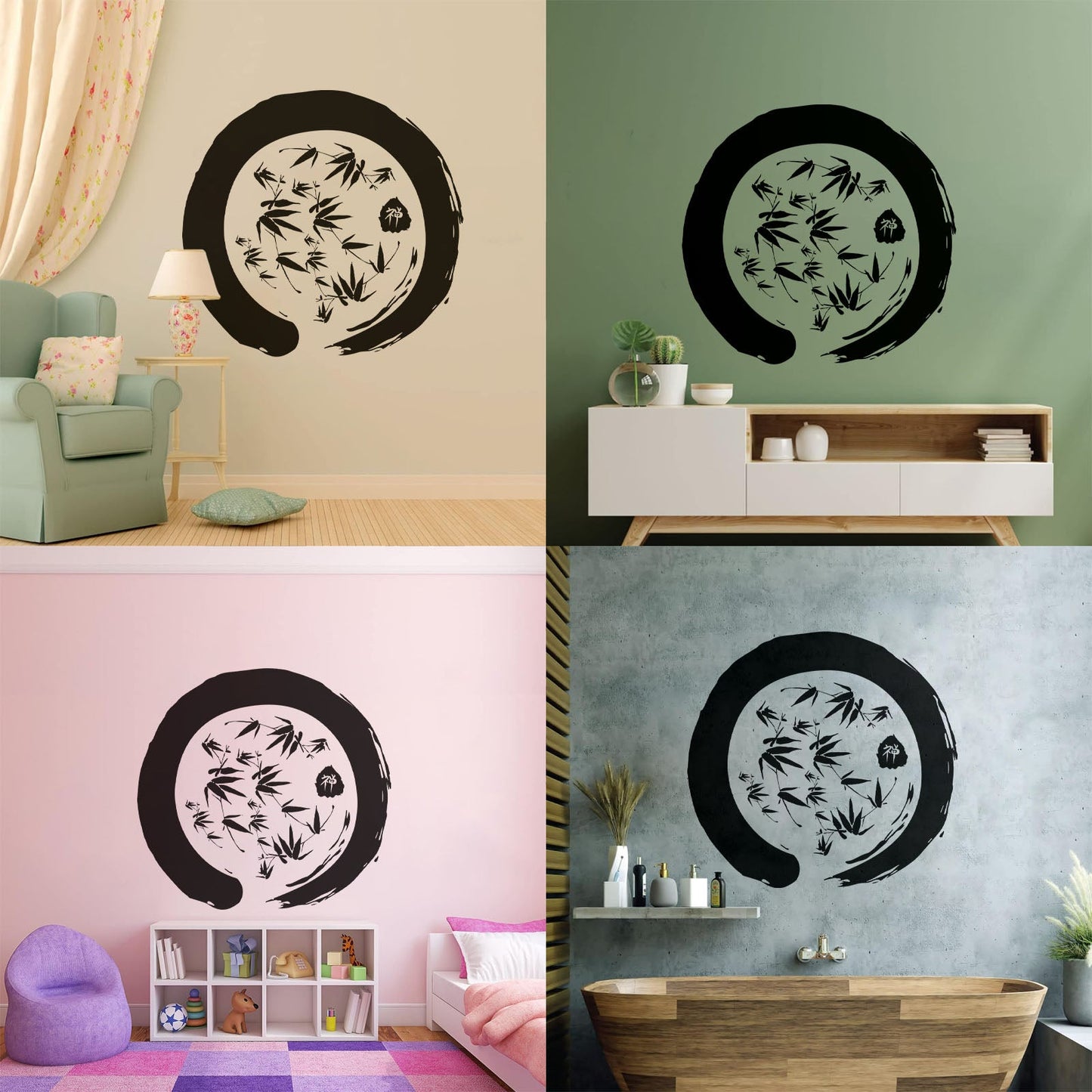 Lettering Stickers Enzo Circle Bamboo Yoga Mediation Viyl Tattoo Culture