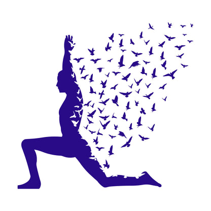 Wall Stickers Paster Paper Yoga Pose With Birds Flying Human Body Yoga Poster Art Mural Painting