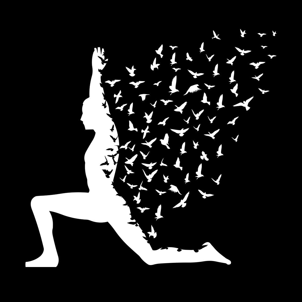 Wall Stickers Paster Paper Yoga Pose With Birds Flying Human Body Yoga Poster Art Mural Painting