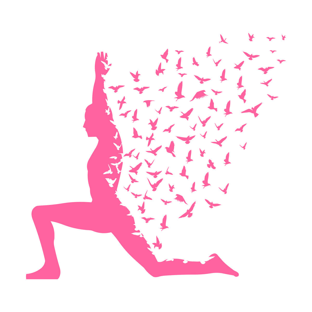 Wall Stickers Paster Paper Yoga Pose With Birds Flying Human Body Yoga Poster Art Mural Painting