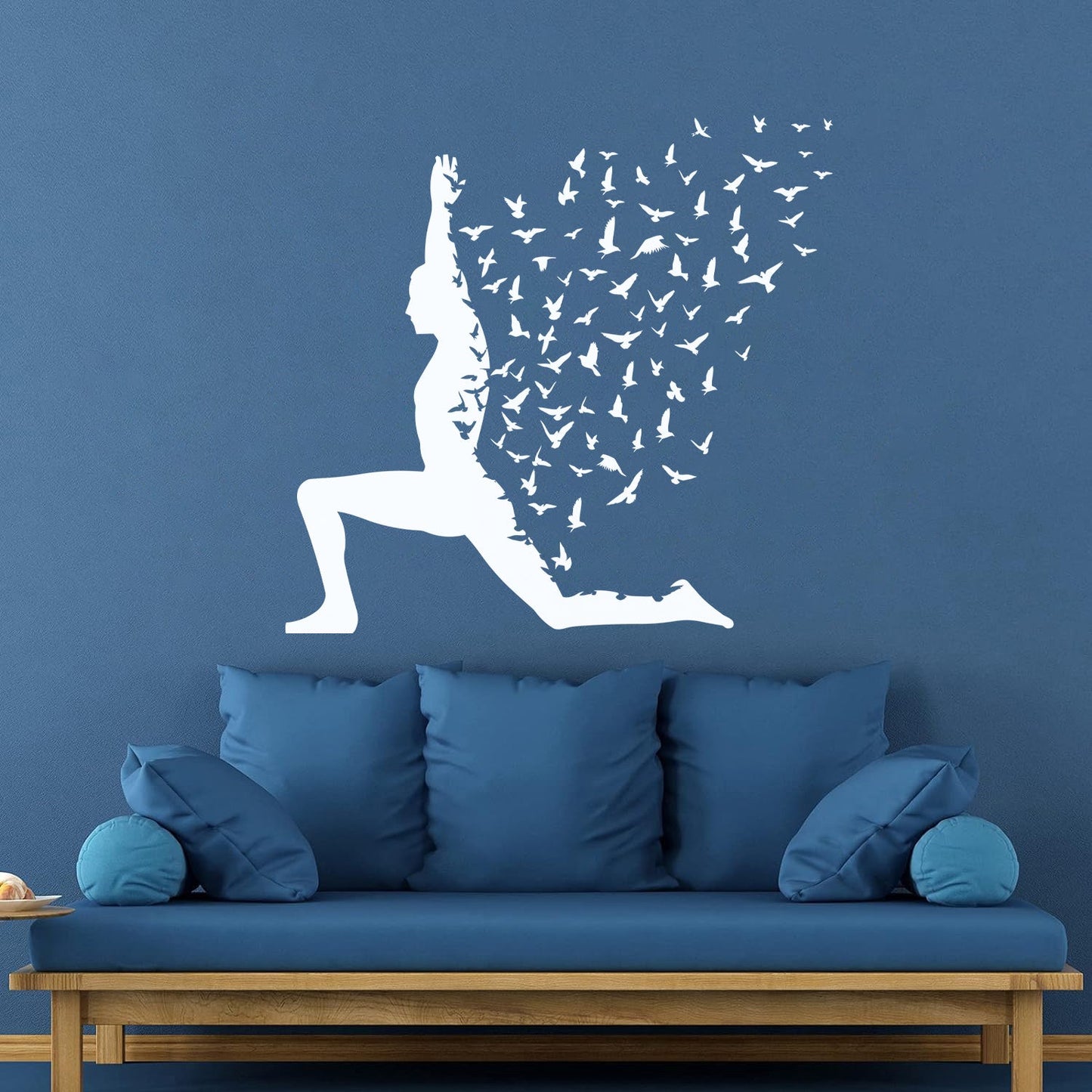Wall Stickers Paster Paper Yoga Pose With Birds Flying Human Body Yoga Poster Art Mural Painting