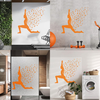 Wall Stickers Paster Paper Yoga Pose With Birds Flying Human Body Yoga Poster Art Mural Painting