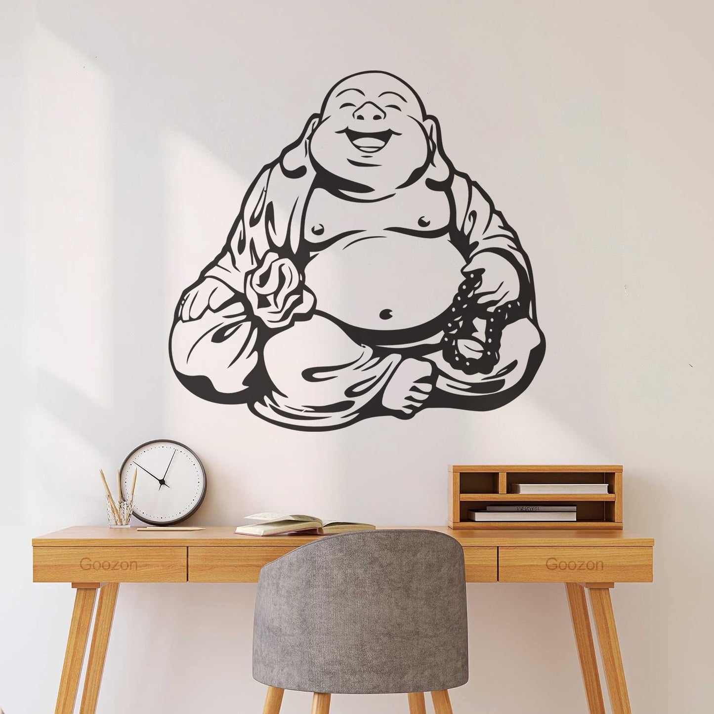 Wall Vinyl Sticker Decor Smiling Chinese God Good Luck Symbol Funny Multiple Size Options