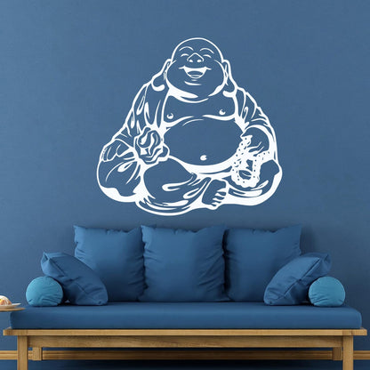 Wall Vinyl Sticker Decor Smiling Chinese God Good Luck Symbol Funny Multiple Size Options