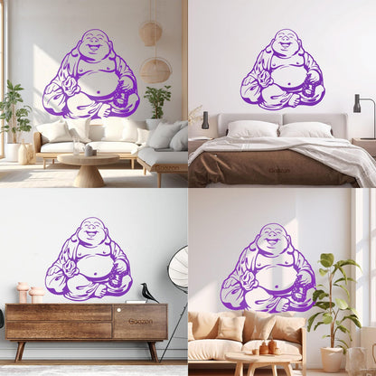 Wall Vinyl Sticker Decor Smiling Chinese God Good Luck Symbol Funny Multiple Size Options