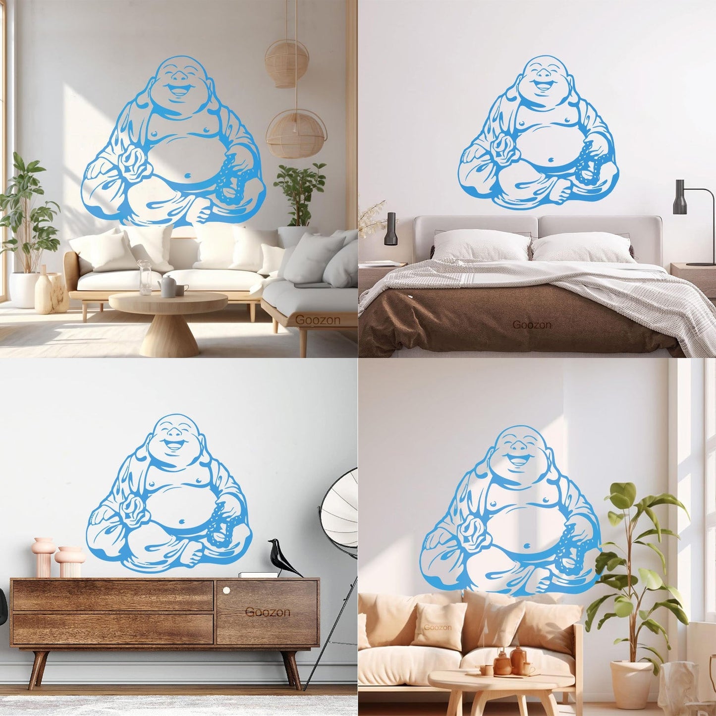 Wall Vinyl Sticker Decor Smiling Chinese God Good Luck Symbol Funny Multiple Size Options