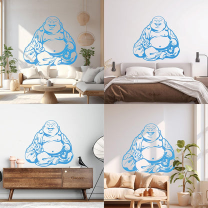 Wall Vinyl Sticker Decor Smiling Chinese God Good Luck Symbol Funny Multiple Size Options
