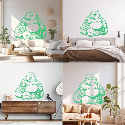 Wall Vinyl Sticker Decor Smiling Chinese God Good Luck Symbol Funny Multiple Size Options