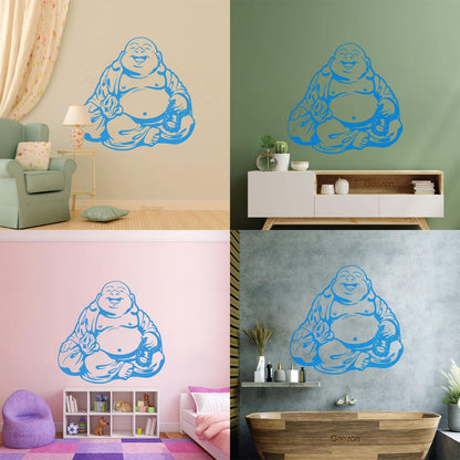 Wall Vinyl Sticker Decor Smiling Chinese God Good Luck Symbol Funny Multiple Size Options