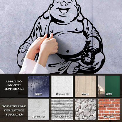 Wall Vinyl Sticker Decor Smiling Chinese God Good Luck Symbol Funny Multiple Size Options