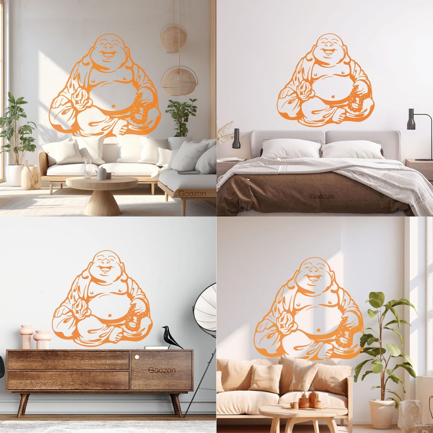 Wall Vinyl Sticker Decor Smiling Chinese God Good Luck Symbol Funny Multiple Size Options