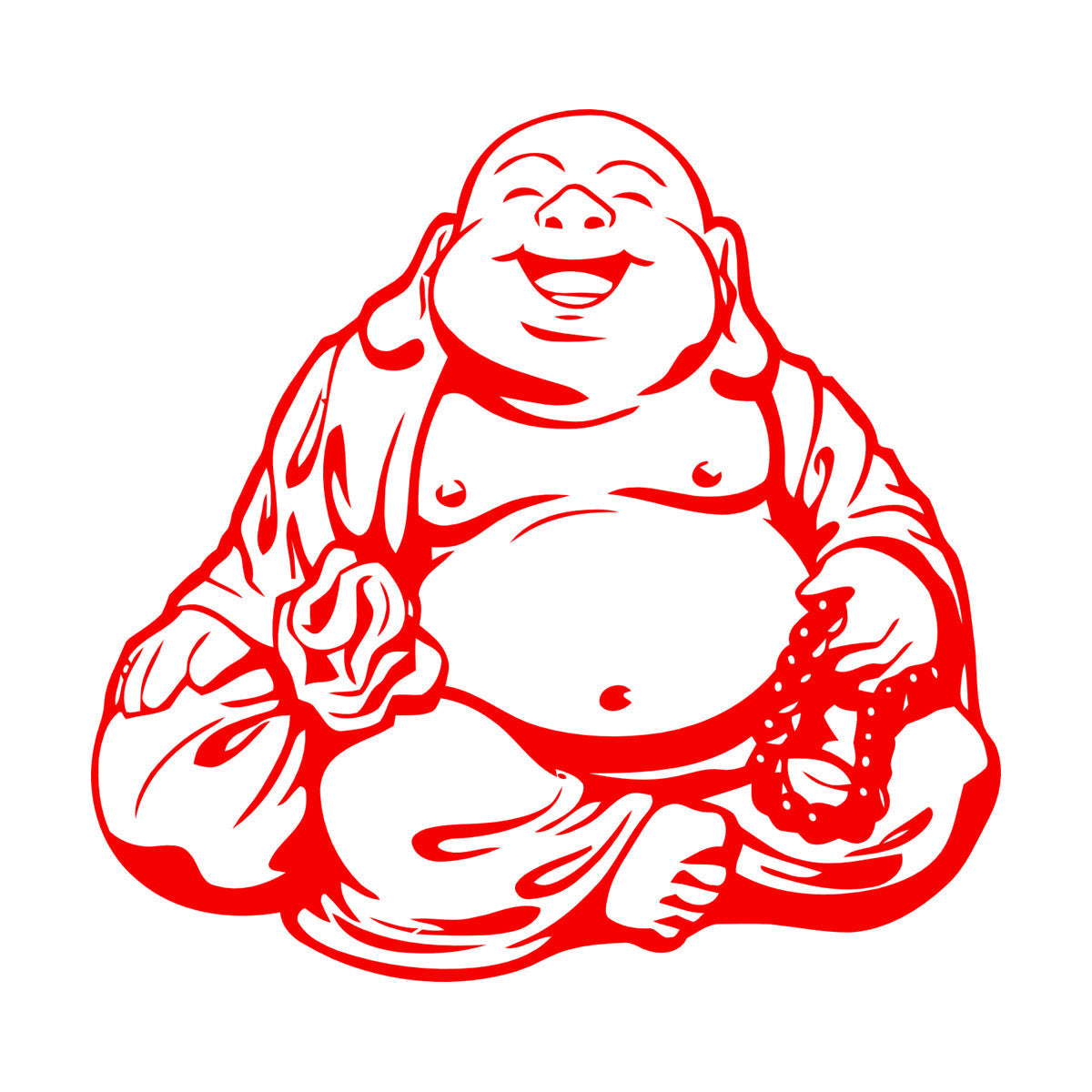 Wall Vinyl Sticker Decor Smiling Chinese God Good Luck Symbol Funny Multiple Size Options