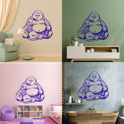 Wall Vinyl Sticker Decor Smiling Chinese God Good Luck Symbol Funny Multiple Size Options