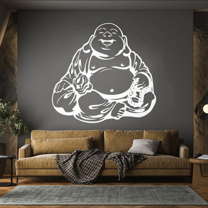 Wall Vinyl Sticker Decor Smiling Chinese God Good Luck Symbol Funny Multiple Size Options